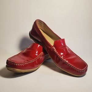 Geox Red "Respira" Patent Leather Loafer Flats /Driving Moccasins Size 8.5 New